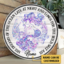 Personalized Mermaid Wood Round Sign